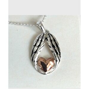 NIB‎ Footnotes Sterling Silver Heart Wing Pendant True Friendship Necklace